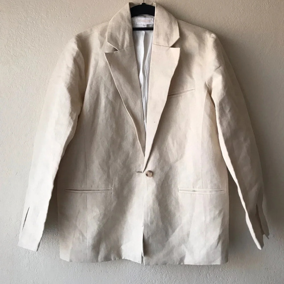 Rachael Wang Oversized oatmeal blazer‎ neutral size Small - Picture 1 of 7